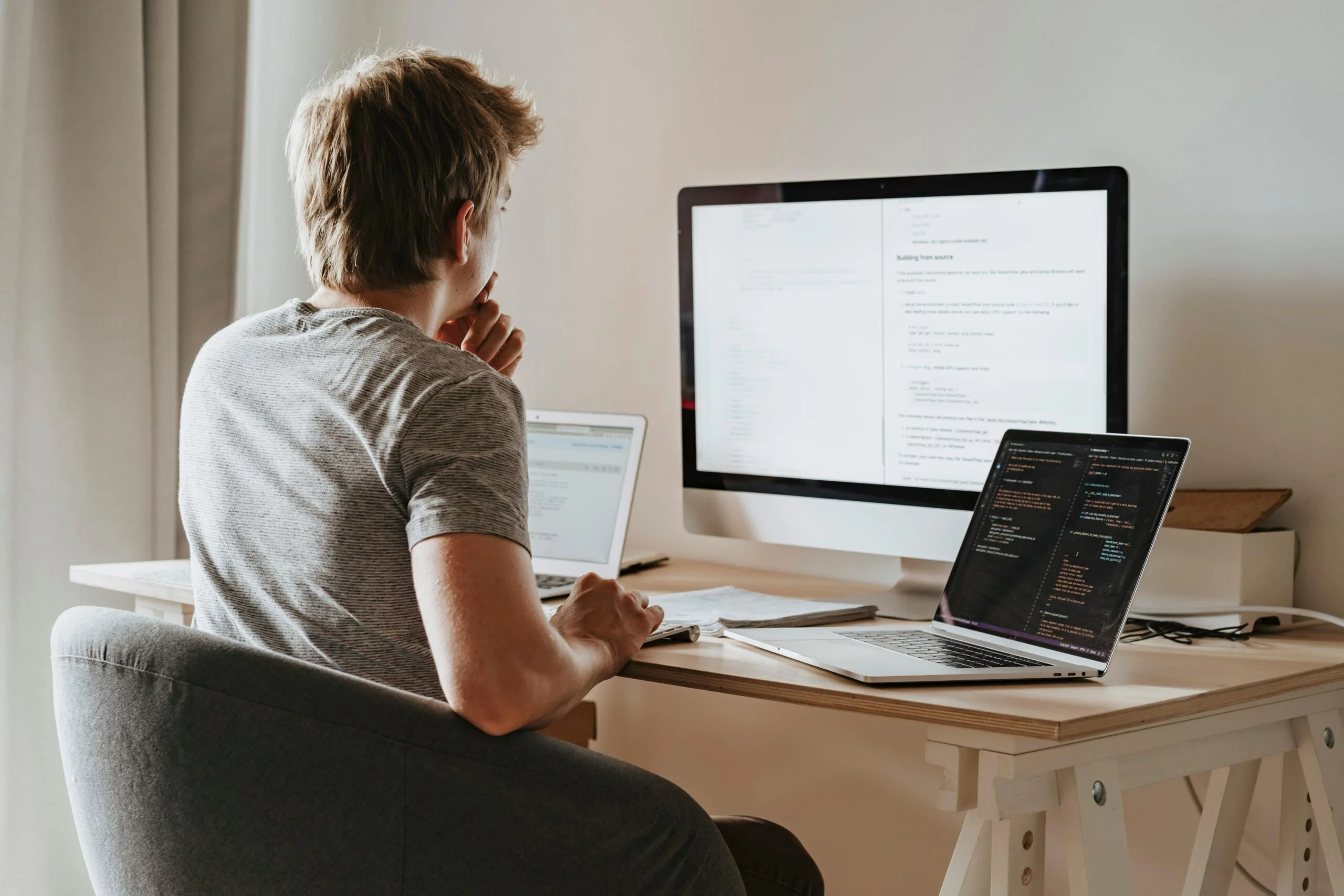 Men creating wordpress site